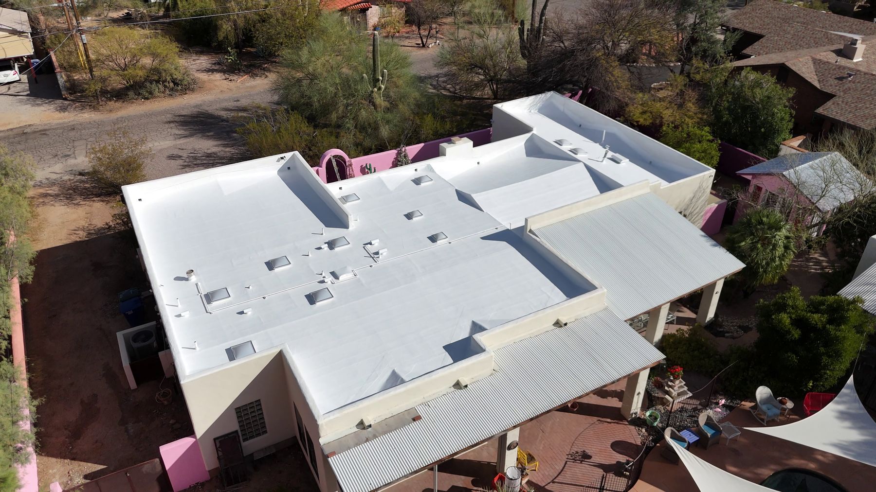 Coated flat roof completed by SolTerra Roofing in Central Tucson, AZ