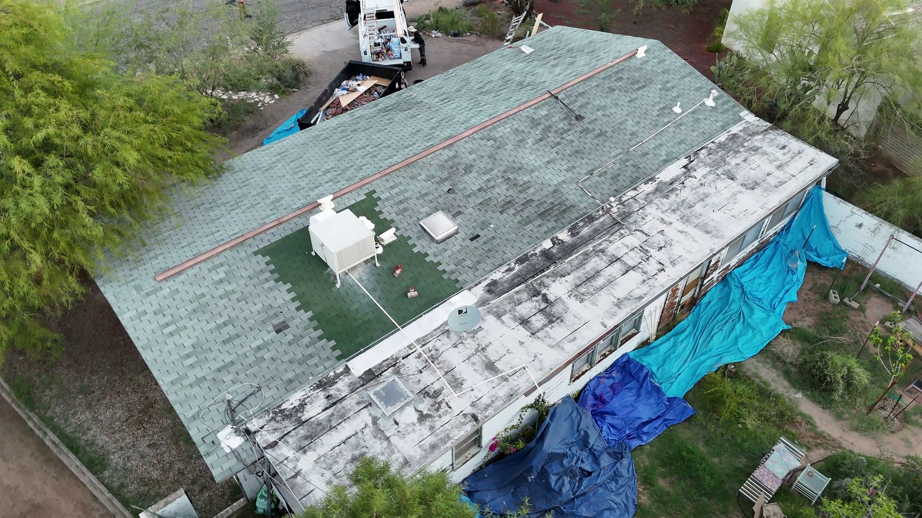 Central Tucson Shingle Reroof &mdash; roof before work began, Central Tucson, AZ
