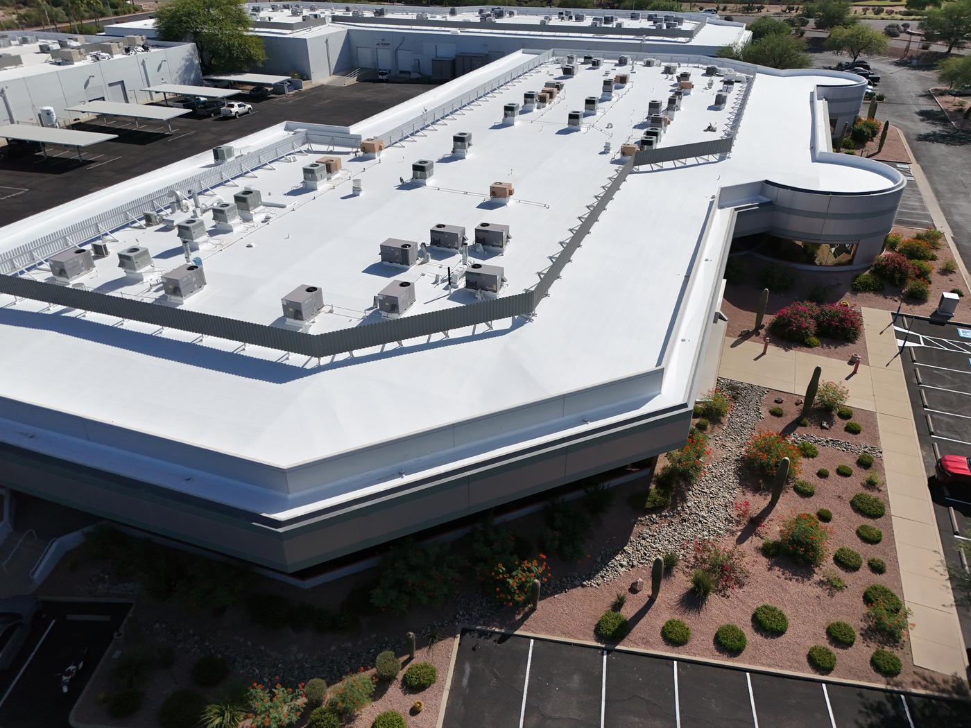 Commercial flat roof recoating project.