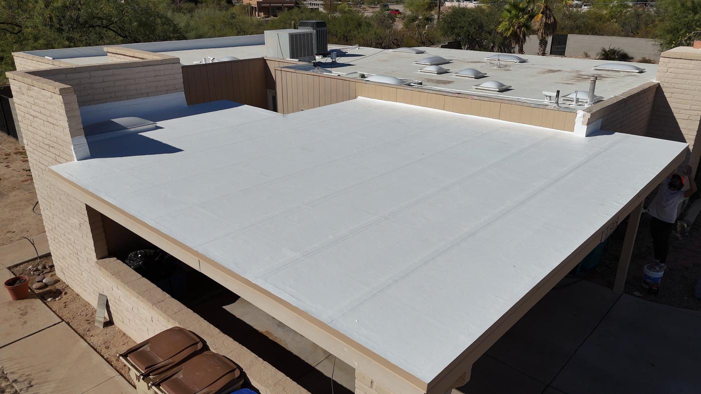 Finished flat roof with reflective coating — Flat & Coating, SolTerra Roofing