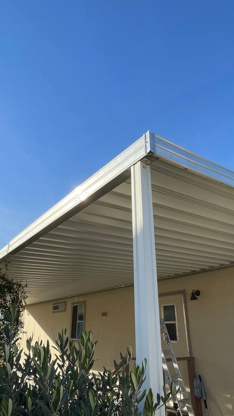 Aluminum roofing on a carport.