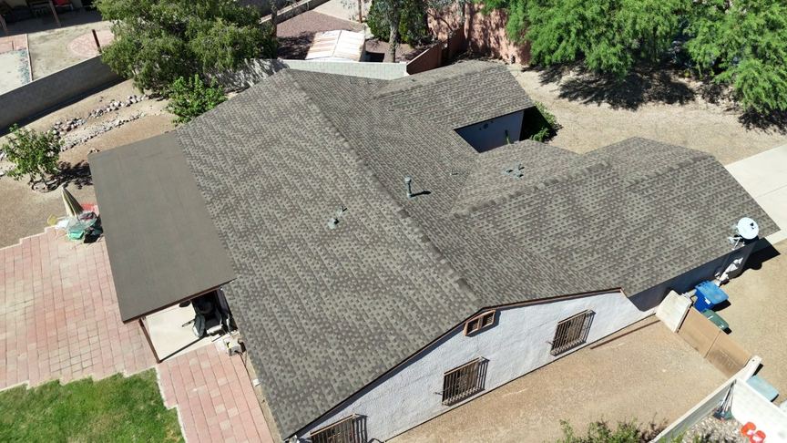 Shingle roof job completed by SolTerra Roofing in Tucson