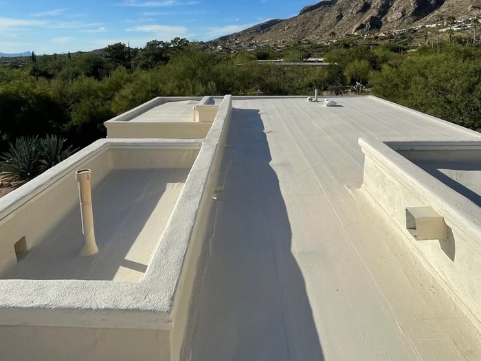 Completed roofing system showing compatible materials working together